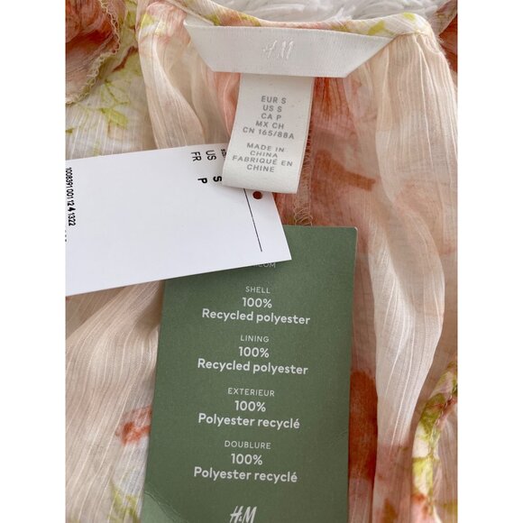 H&M NWT Floral Long-Sleeve V-Neck Maxi Dress With Sheer Overlay & Lining Size M - Picture 7 of 11